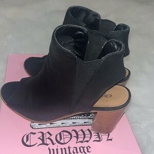 Black Peep Toe Ankle Bootie